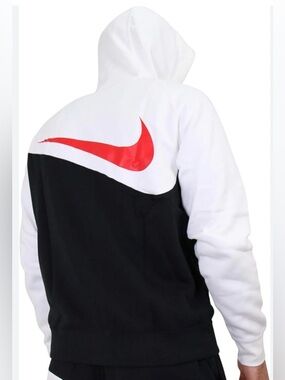 Nike Swoosh Patch Work Hooded Logo Zip Up Sweatshirt Sz S Streetwear Distressed